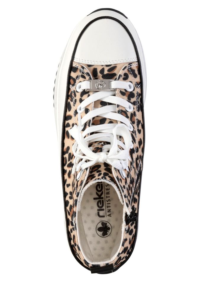 Rieker Schn&uuml;r-Bootie in Leo-Print oder Denim-Style BRAUN-SCHWARZ-WEISS