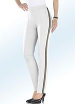 Soft-Stretch-Hose mit Galonstreifen WEISS-TAUPE
