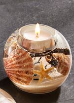 Teelichthalter aus mundgeblasenem Glas BEIGE-SAND