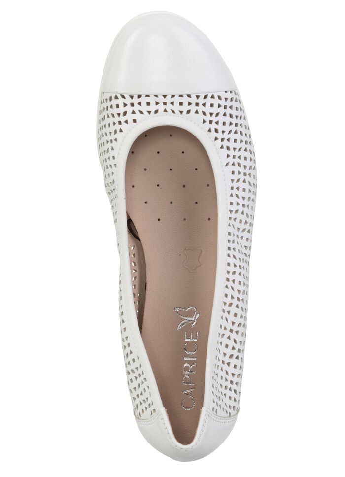 Caprice, sommerliche Damen-Ballerinas, Weite G, mit Gummizug WEISS