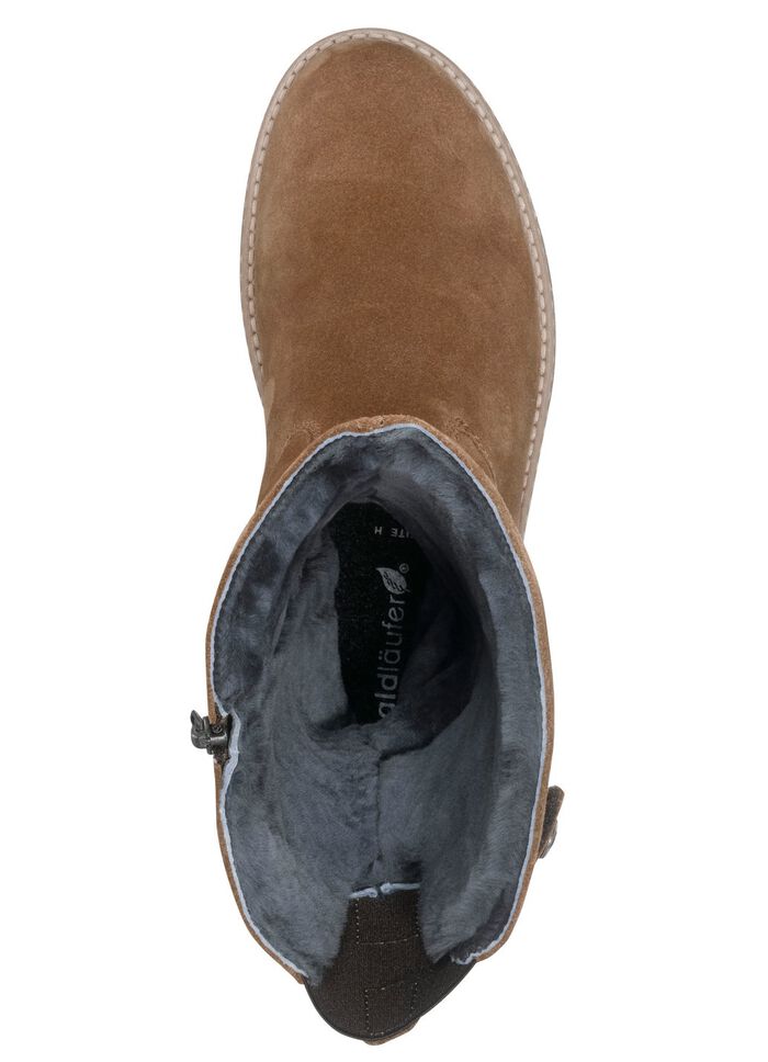 Waldl&auml;ufer, gef&uuml;tterte Damen-Stiefel, Winterschuhe, Weite H, mit Lammfell COGNAC