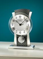 Tischuhr mit Zifferblatt aus facettiertem Mineralglas SILBER