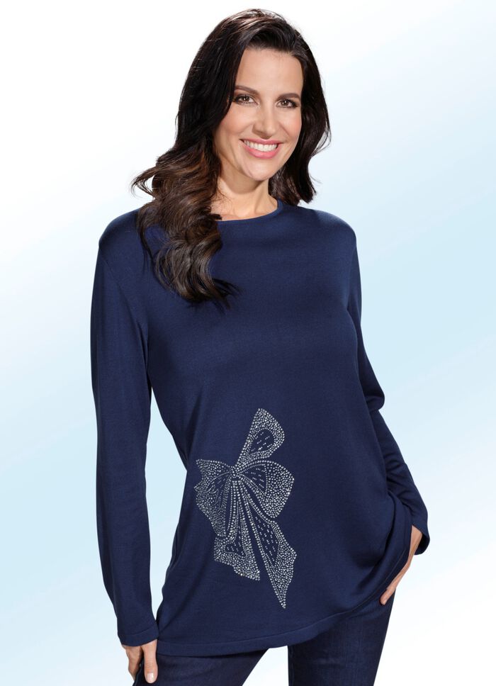 Pullover mit Schleifen-Motiv aus Strass 