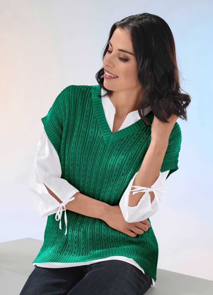 Pullunder mit Ajour- und Strukturmuster GRÜN