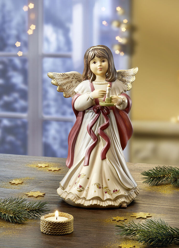 Engel mit Kerze aus hochwertigem Feinsteingut 