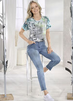 Shirt mit Pl&auml;ttchenzier im Vorderteil 