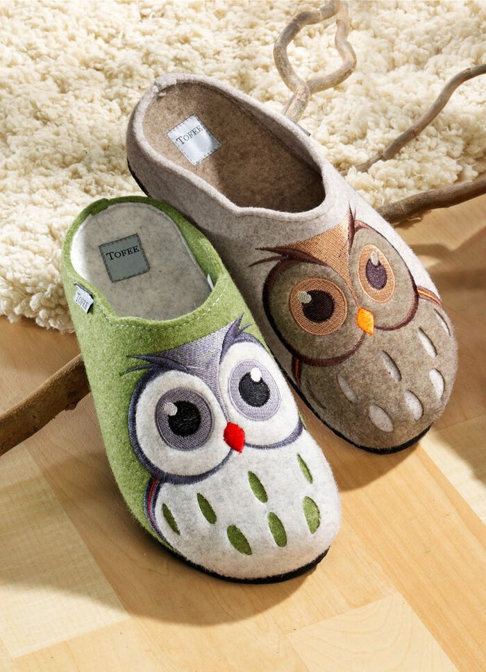 Damen-Hausschuh Eule, verschiedene Farben 