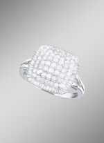 Damenring mit Diamanten und Baguette-Diamanten 