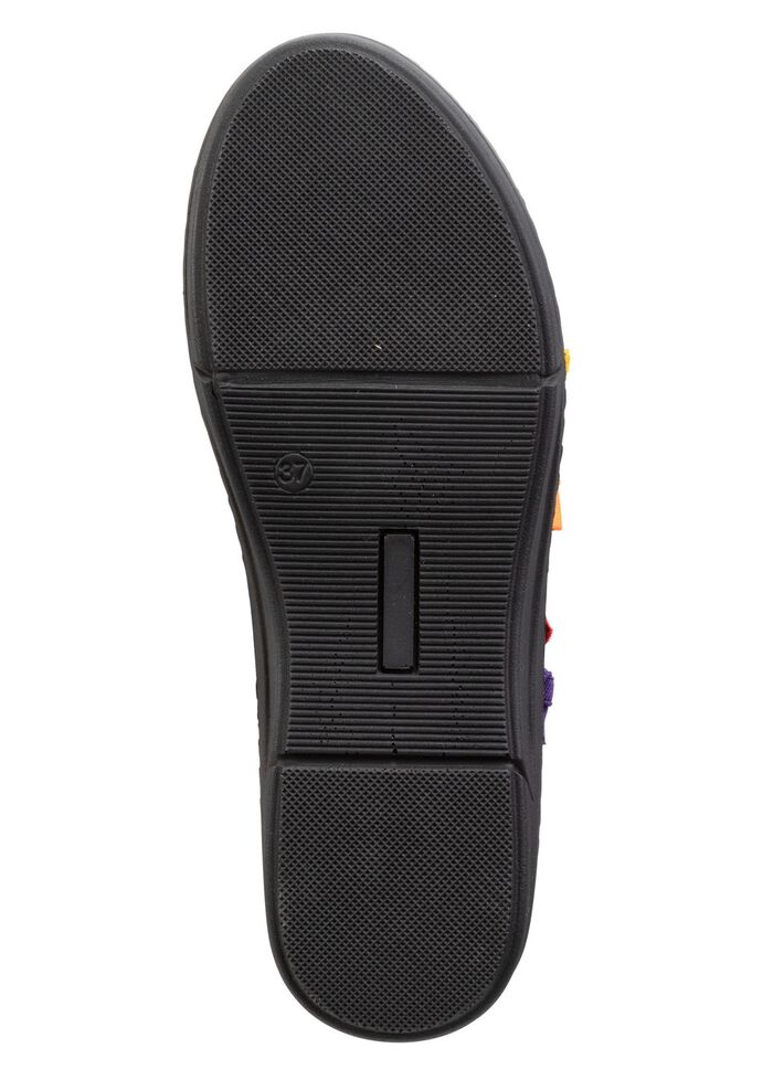 Andrea Conti Slipper mit bunten, dekorativ eingesetzten Gummiz&uuml;gen SCHWARZ