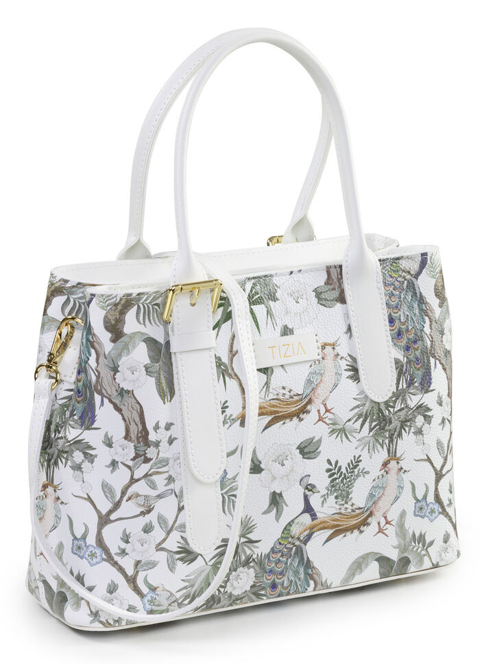 TIZIA, Tasche, Damen, mit abnehmbarem, verstellbarem Umh&auml;ngeriemen WEISS-JADEGR&Uuml;N