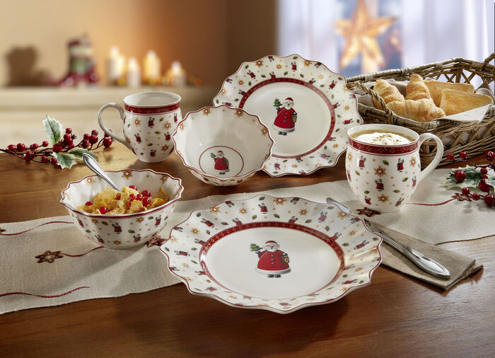 Weihnachtliches Frühstücks-Set aus Premium-Porzellan, 6-teilig 