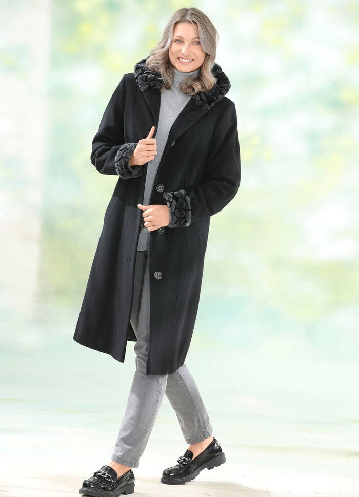 Mantel mit fester Kapuze 