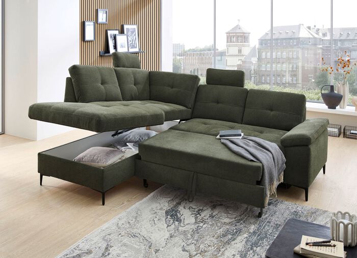 Ansprechende Polsterecke mit komfortabler Bettfunktion 