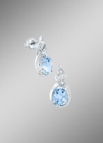 Moderne Ohrstecker mit Blautopas und echt Weisstopas 