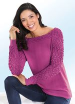 Pullover mit Cloqu&eacute;muster FUCHSIA