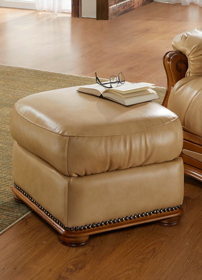 Italienische Polsterm&ouml;bel mit Bezug aus echtem Leder CREME