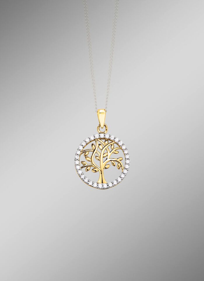 Lebensbaum-Anh&auml;nger mit Zirkonia 