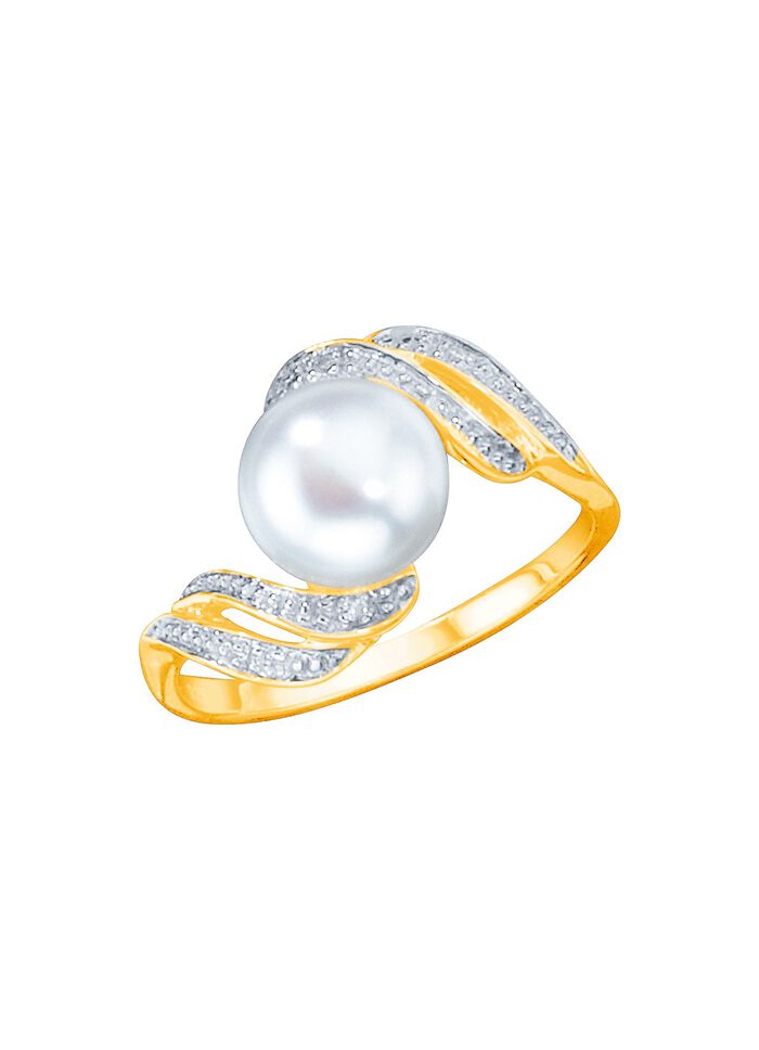 Vergoldeter Damenring mit S&uuml;sswasser-Zuchtperle 
