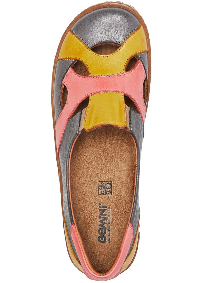 Gemini Slipper aus Rind-Nappaleder GRAU-GELB-LACHS