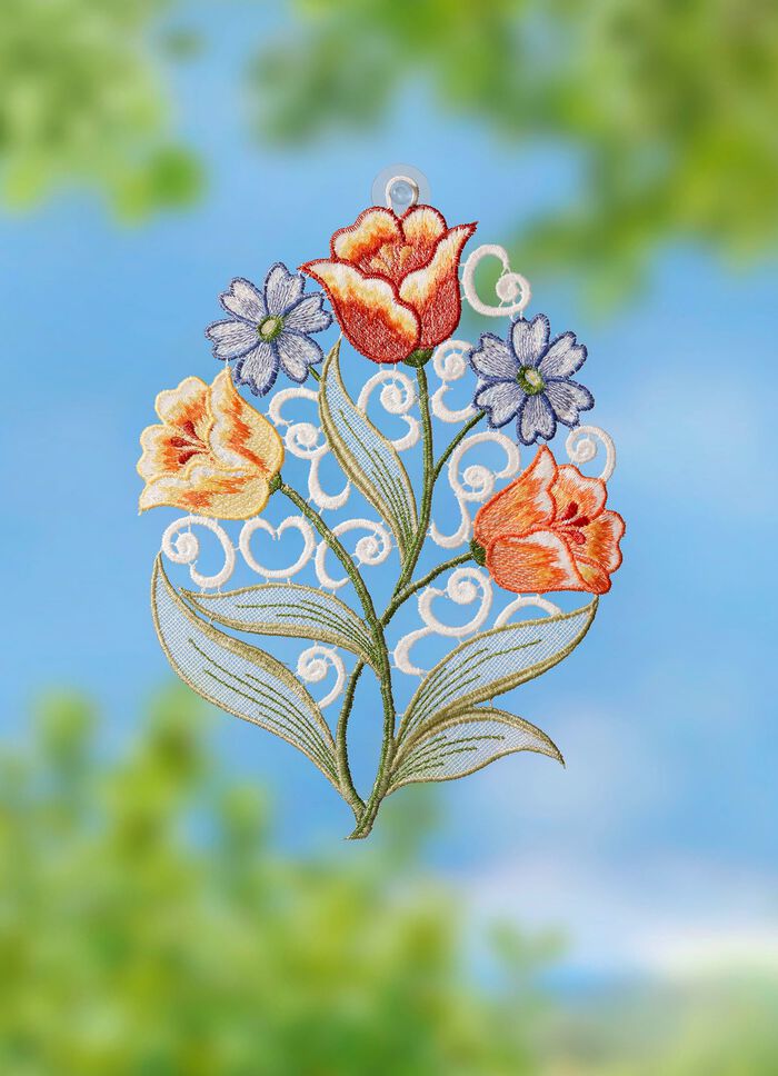 Fensterbild aus echter Plauener Spitze 