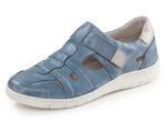 ELENA EDEN, sommerliche Damen-Slipper, Weite H, mit herausnehmbarem Fussbett BLAU-ECRU