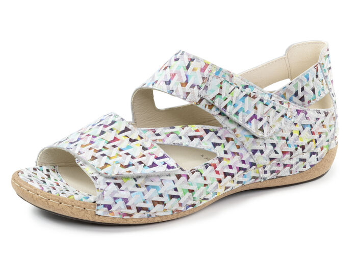 Waldläufer Sandale aus effektvoll bedrucktem Nubukleder ECRU-BUNT