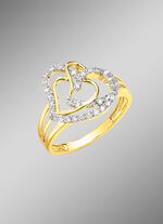 Herz-Damenring mit 68 Diamanten 