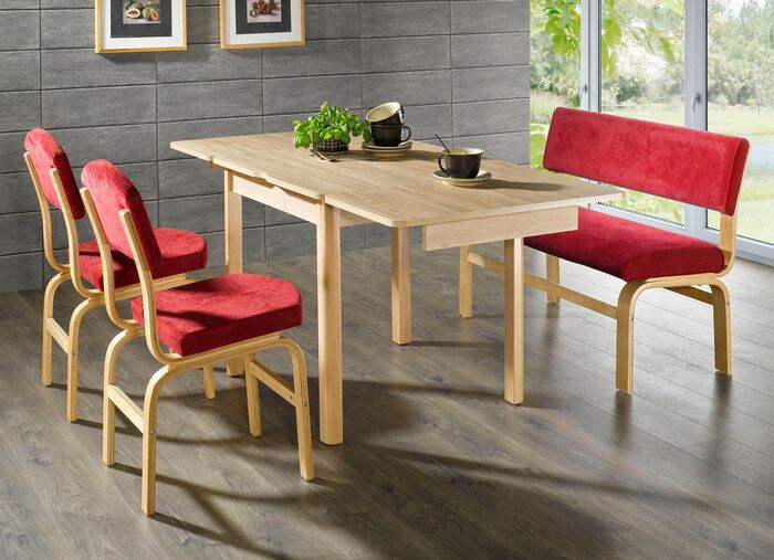 Schicke, moderne Esszimmerm&ouml;bel NATUR-ROT
