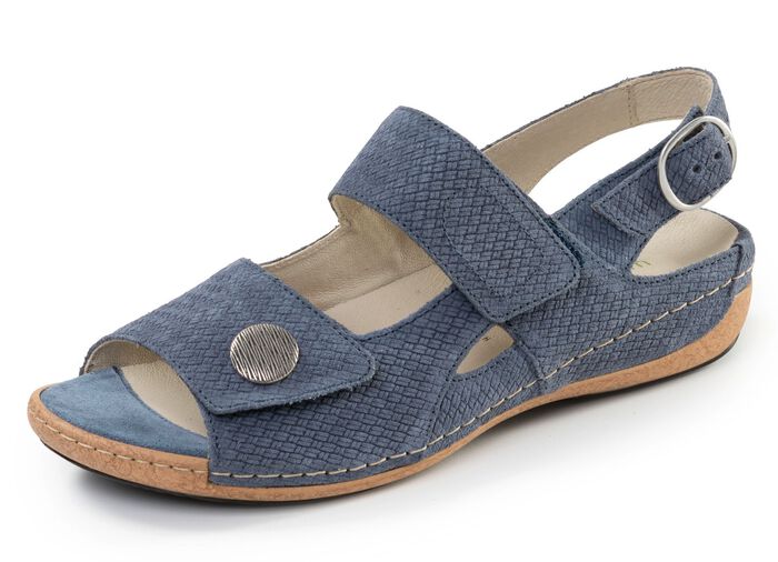 Waldl&auml;ufer, bequeme Damen-Sandalen, Weite H, mit herausnehmbarem Fussbett JEANS