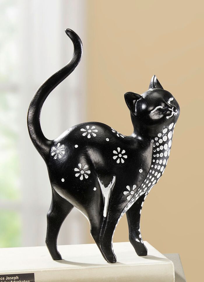 Katzen mit Punkten und Blumenmuster SCHWARZ-WEISS