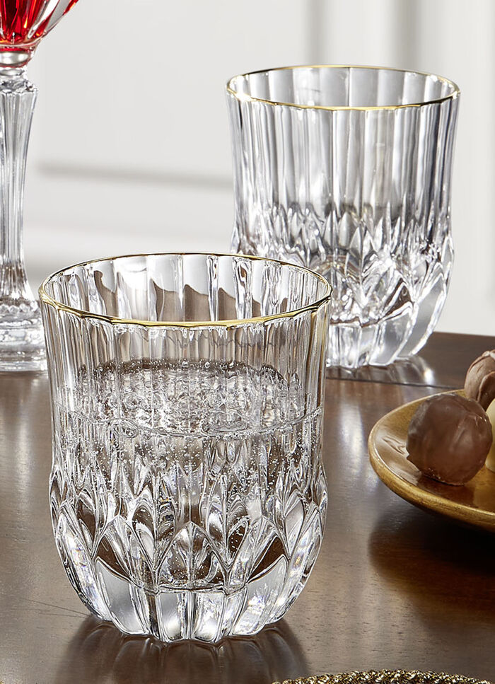 Gläser, 2er-Set, mit Goldrand TRANSPARENT-GOLD
