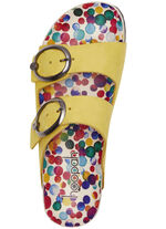 Andrea Conti Pantolette mit bunt bedrucktem Lederfussbett GELB