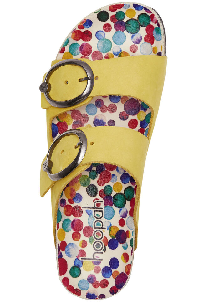 Andrea Conti Pantolette mit bunt bedrucktem Lederfussbett GELB