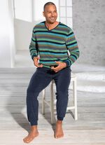 Pyjama mit V-Ausschnitt und garngef&auml;rbtem Ringeldessin 