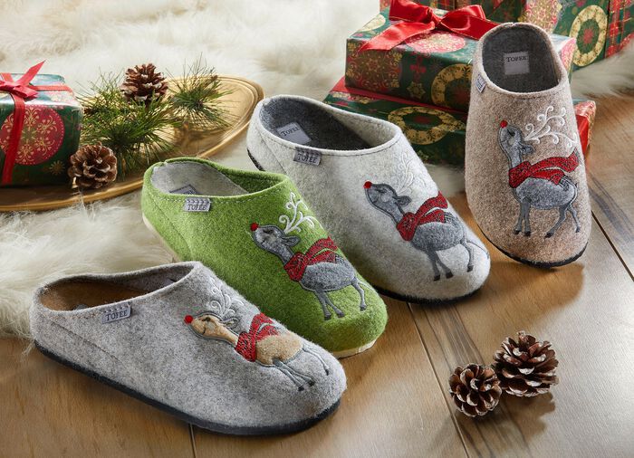 Flauschig warmer und kuscheliger Hausschuh GR&Uuml;N