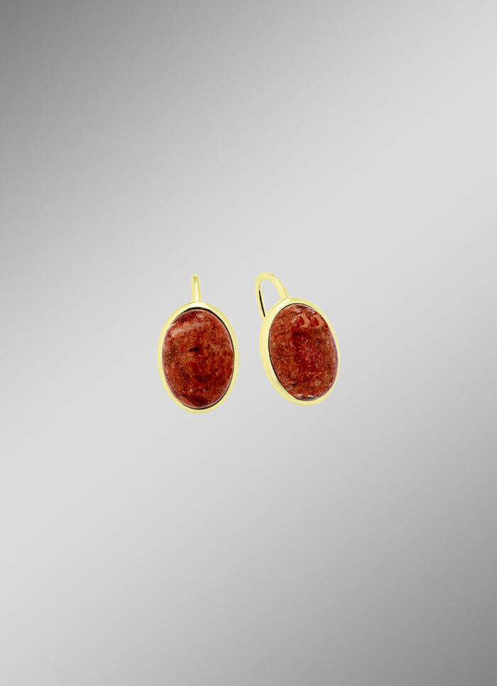 Vergoldete Ohrringe mit Koralle 