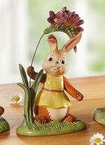 Hasen mit fr&uuml;hlingshafte Blumen aus Feinsteingut 