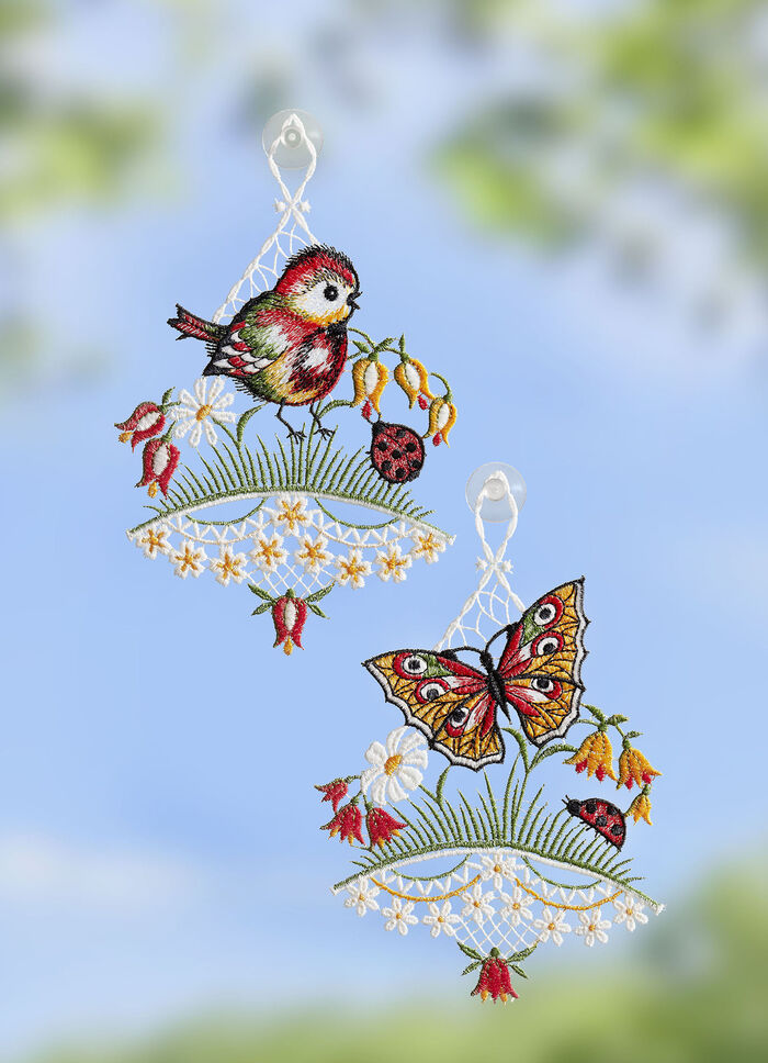 Fensterbilder mit frühlingshaften Motiv, 2er-Set 