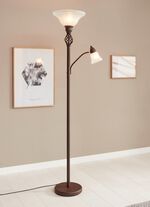 Stehlampe aus Metall mit Glasschirmen 