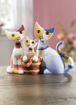 Katzenfamilie aus hochwertigem Porzellan 