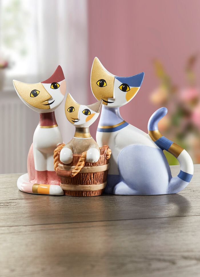 Katzenfamilie aus hochwertigem Porzellan 