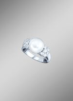 Damenring mit S&uuml;sswasser-Zuchtperle und synthetischen Zirkonia 