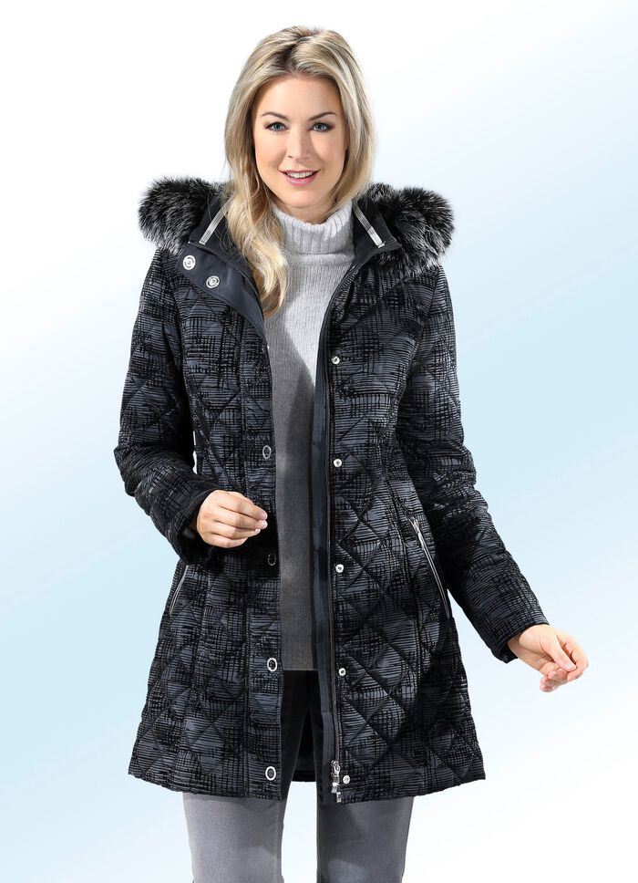 Longjacke mit abnehmbarer Kapuze 