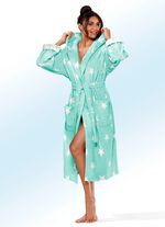 Bademantel in angesagtem Sternen-Muster MINT-WEISS
