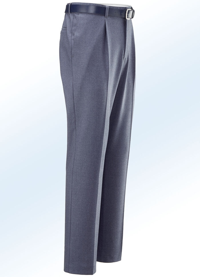 Melierte Hose in 4 Farben mit Bundfalten RAUCHBLAU