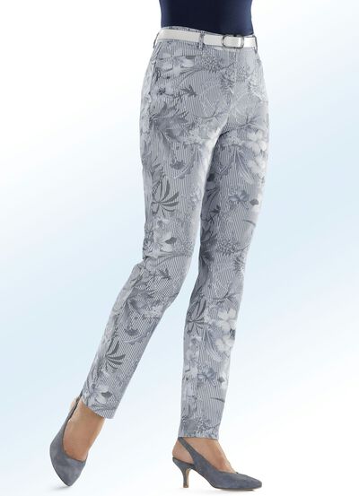 Hose mit apartem Streifen- und Floraldessinierung 