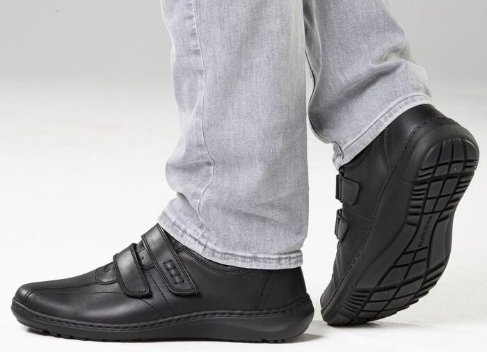 Waldläufer, bequeme Herrn-Slipper, Weite H, mit herausnehmbarem Fussbett SCHWARZ