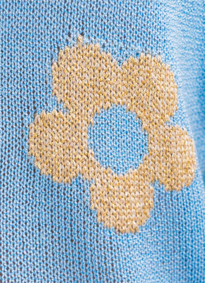 Pullover mit Glitzer in Blumenmotiven 