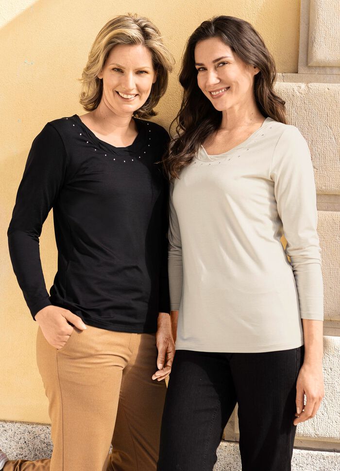 Shirt mit charmanter Verarbeitung in 2 Farben SCHWARZ