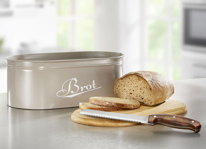 Brotkasten mit praktischem Bambusdeckel GRAU